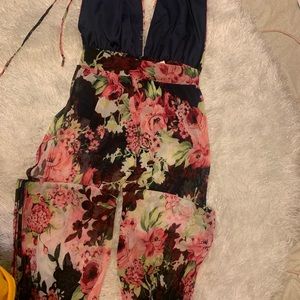 Floral see thru jumpsuit